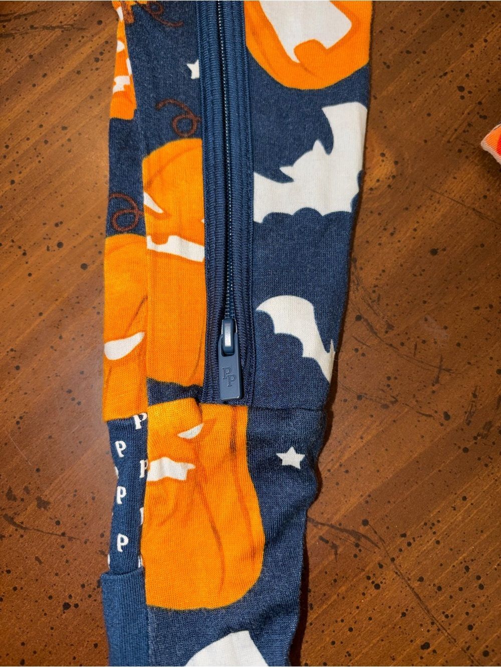 Posh Peanut Bamboo Spooky Pumpkins Navy & Orange Halloween Zip Pajamas - Picture 4 of 4